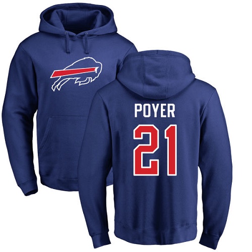 Men NFL Buffalo Bills #21 Jordan Poyer Royal Blue Name and Number Logo Pullover Hoodie Sweatshirt